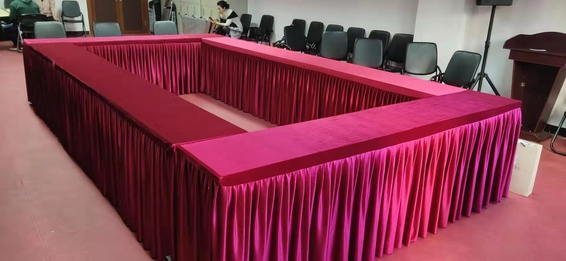 北京评剧院会议室桌布定制安装